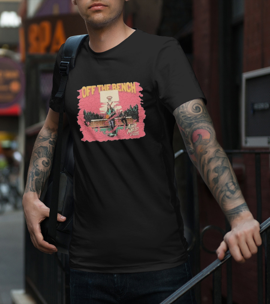 Off The Bench AMD Melo Chubby & Wallets Album Basketball Court Scene T-Shirt