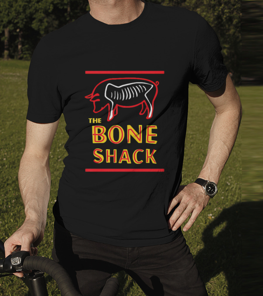 THE BONE SHACK Pig Neon Style Rib Outline T-Shirt
