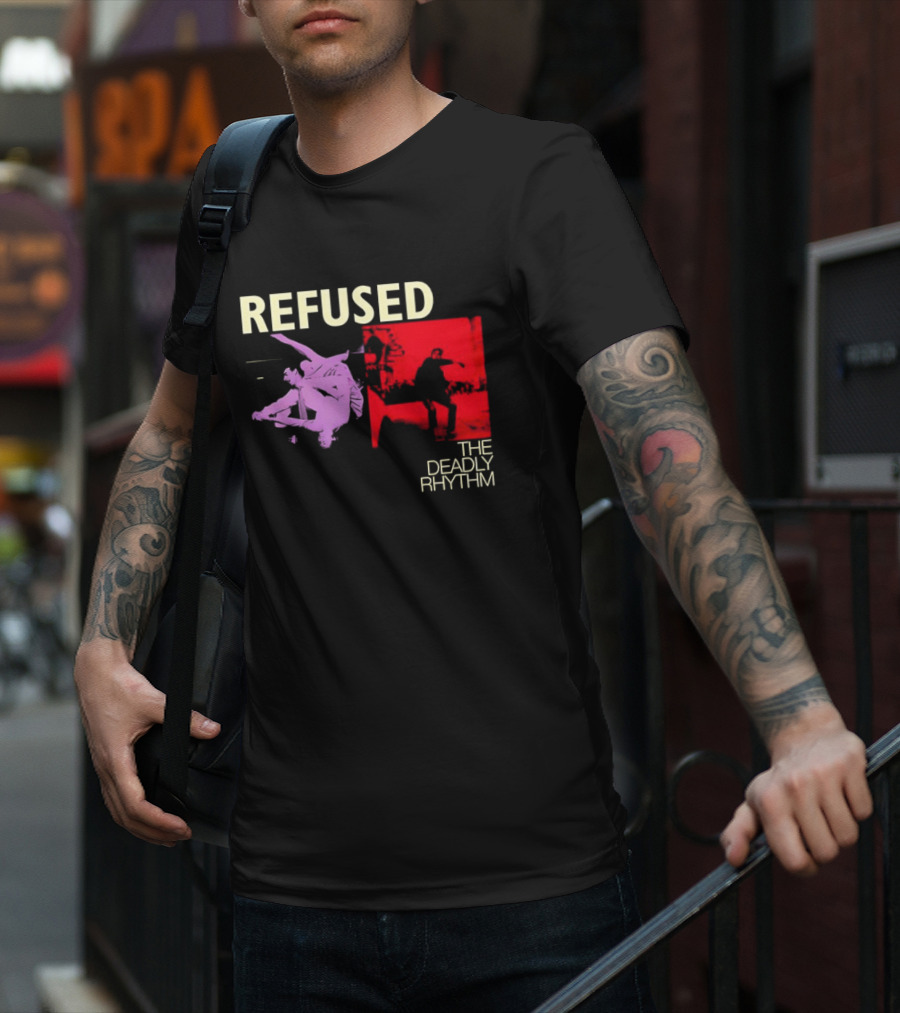 Refused The Deadly Rhythm Skater Red And Purple Imagery T-Shirt