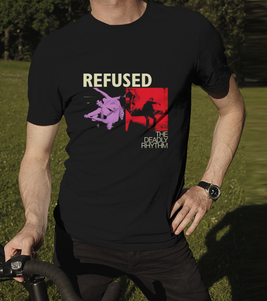 Refused The Deadly Rhythm Skater Red And Purple Imagery T-Shirt