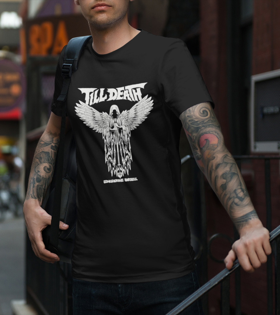 Till Death Angel Conquering Barbell T-Shirt