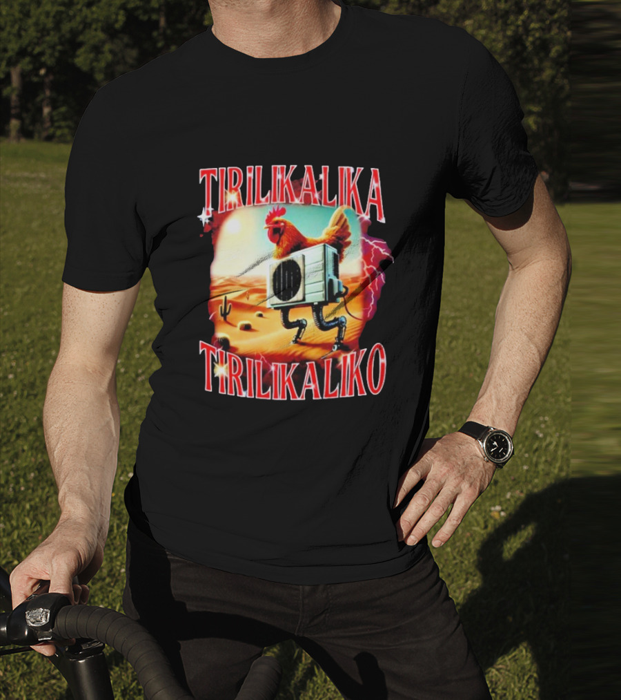 Tirilikalika Tirilikaliko Chicken Robot Desert Scene T-Shirt
