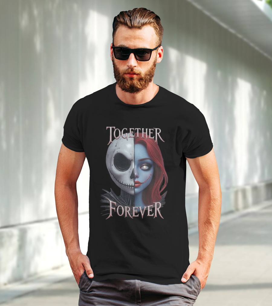 Together Forever Jack And Sally Half Face Mashup T-Shirt
