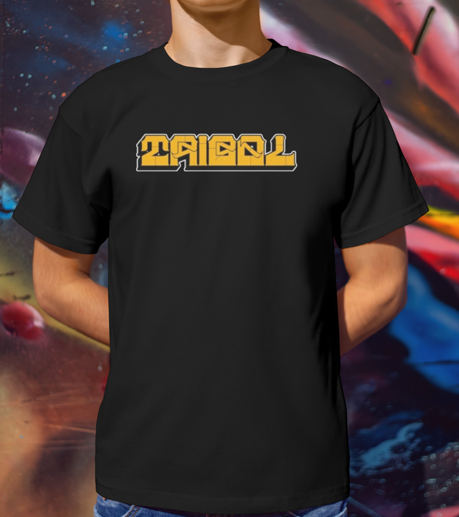 Tribal Gear Victim Gold Graffiti Font Bold Yellow Text T-Shirt