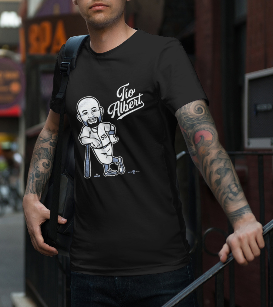 Tío Albert Baseball Player Cartoon With Bat And Number 55 T-Shirt