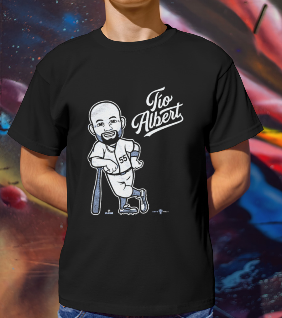 Tío Albert Baseball Player Cartoon With Bat And Number 55 T-Shirt