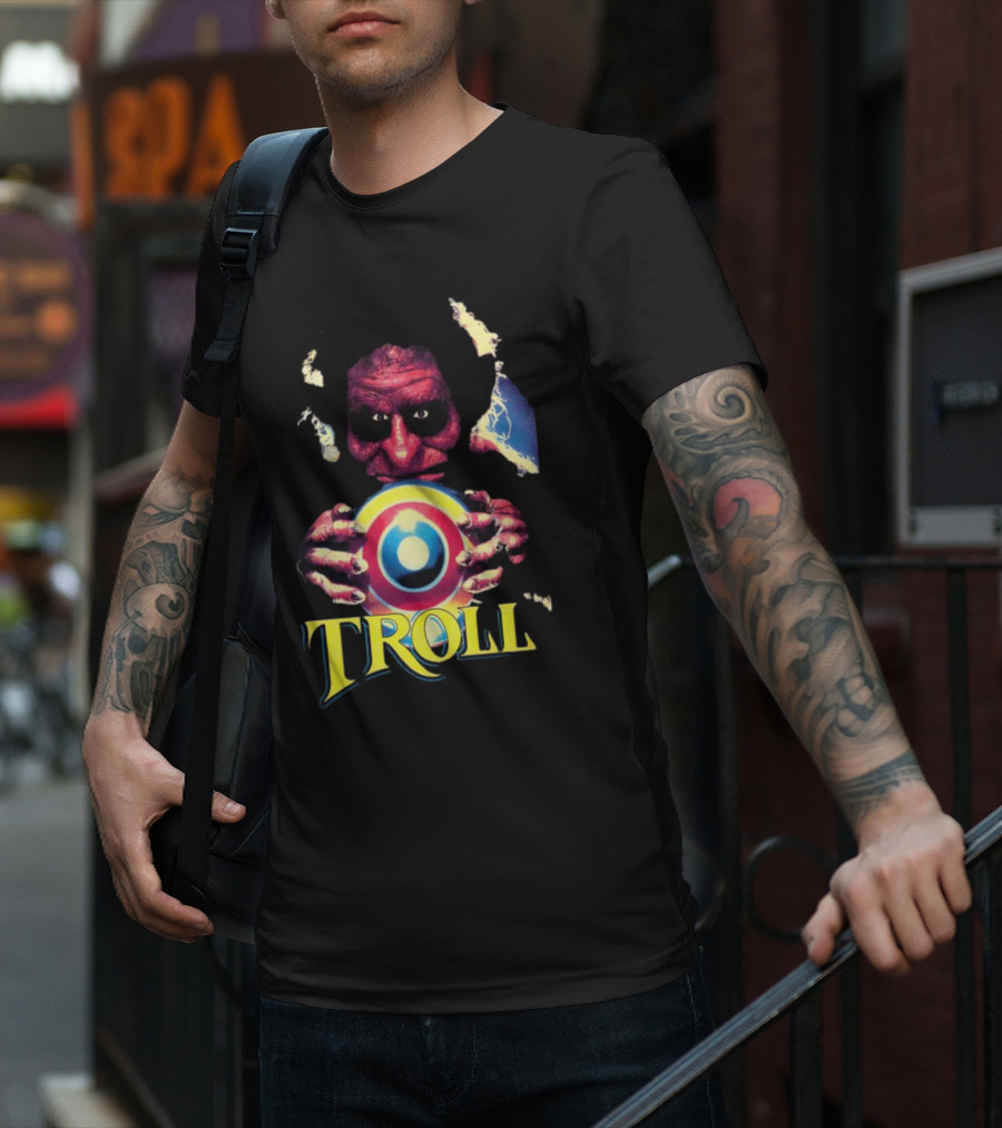 Troll Creepy Character Holding Colorful Orb T-Shirt