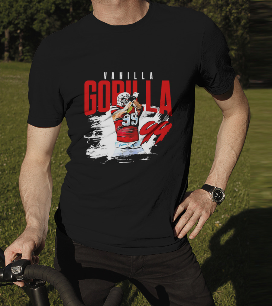 Vanilla Gorilla Number 99 Football Jersey Athlete Action Pose T-Shirt