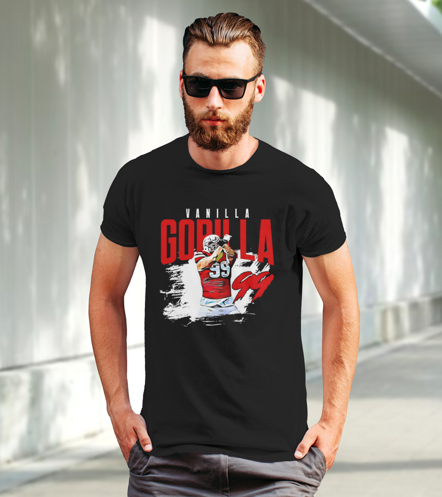 Vanilla Gorilla Number 99 Football Jersey Athlete Action Pose T-Shirt