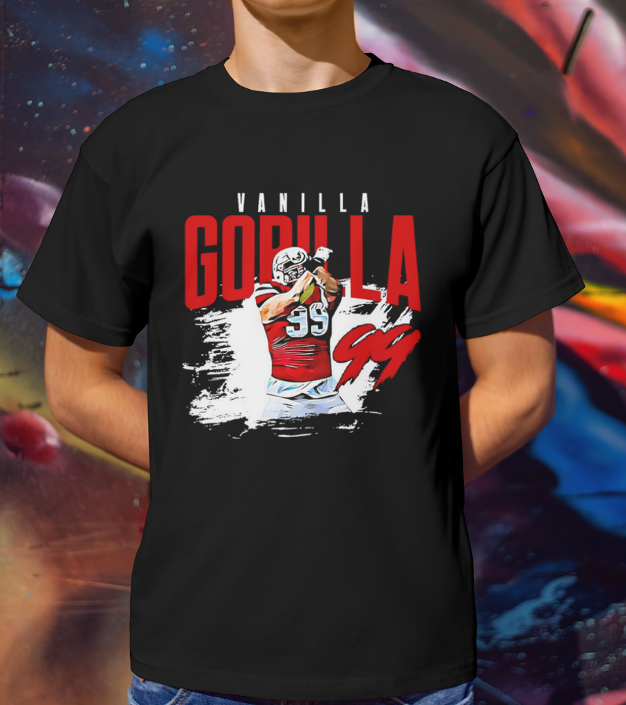 Vanilla Gorilla Number 99 Football Jersey Athlete Action Pose T-Shirt
