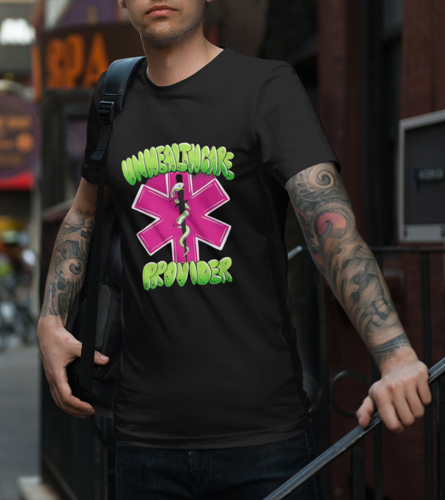 Unhealthcare Provider Graffiti Star Of Life Snake T-Shirt