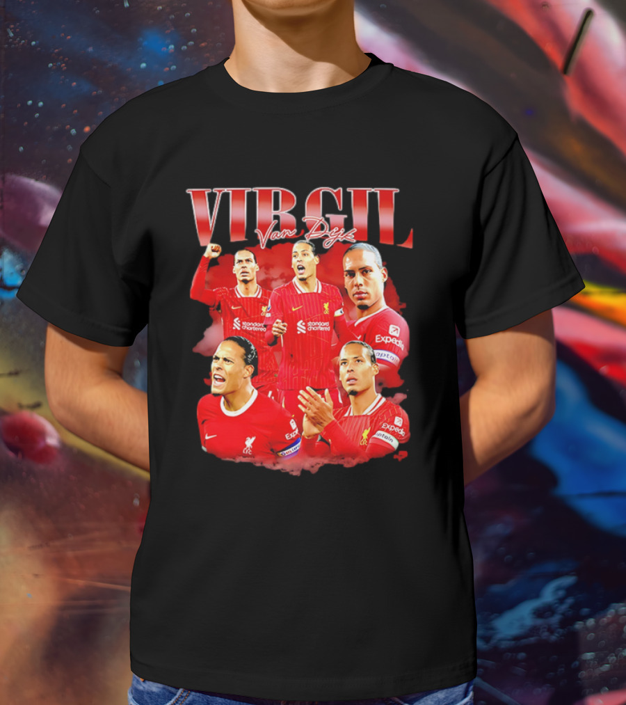 Virgil Van Dijk Liverpool FC Number 4 Captain Liverpool Red Jersey T-Shirt