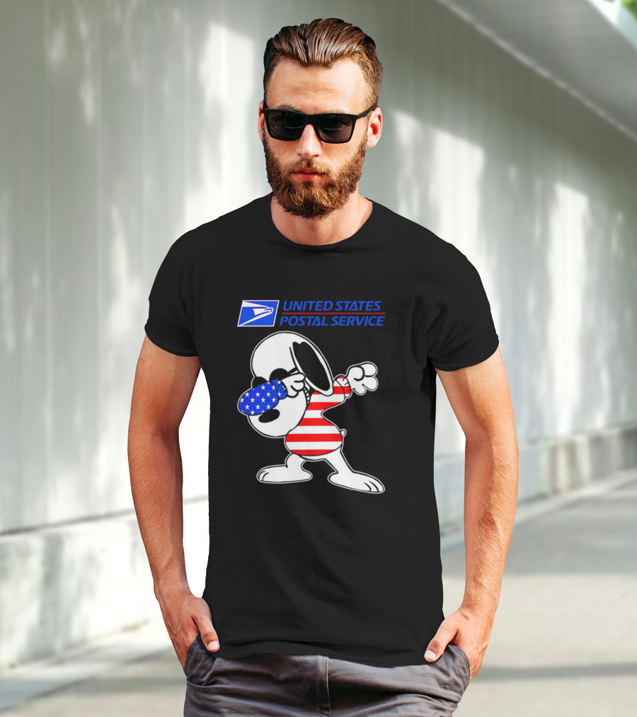 USPS United States Postal Service Snoopy Dabbing American Flag T-Shirt