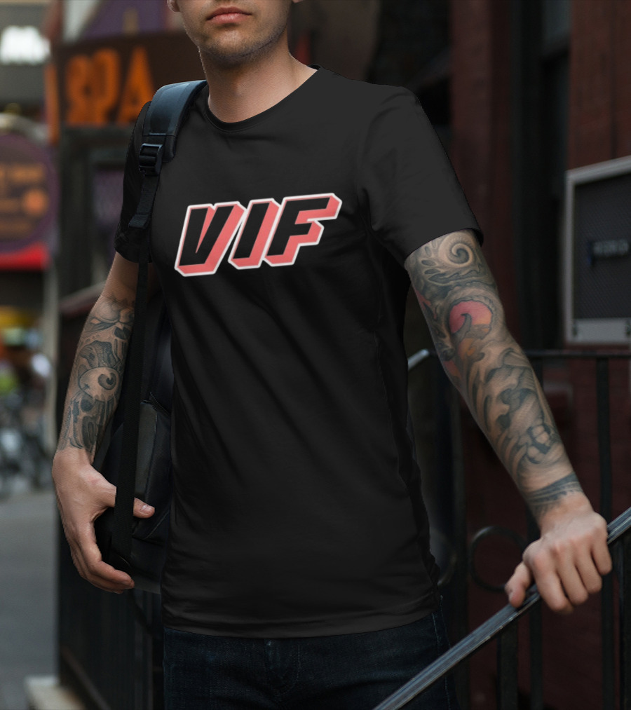 VIF Bold Red Black Outline Text T-Shirt