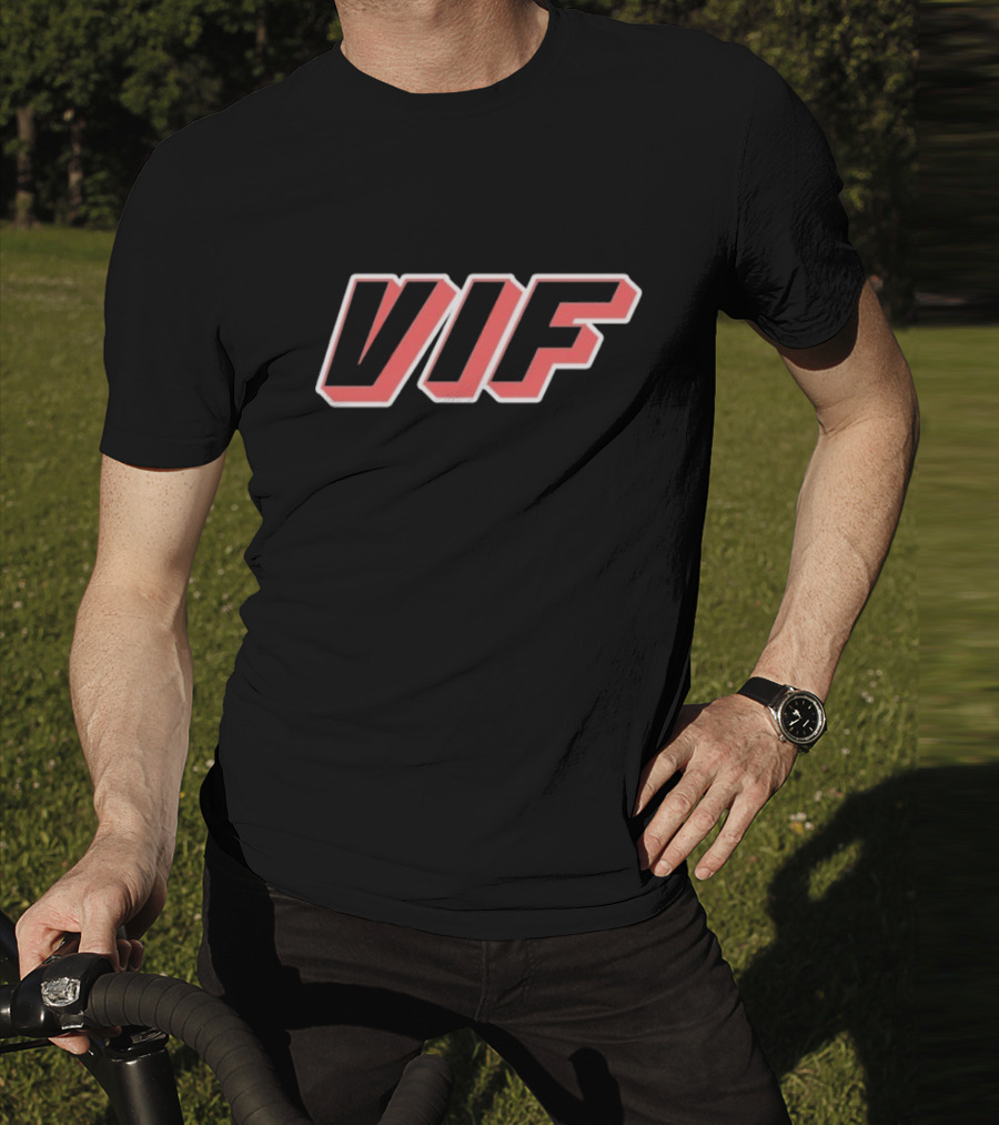 VIF Bold Red Black Outline Text T-Shirt