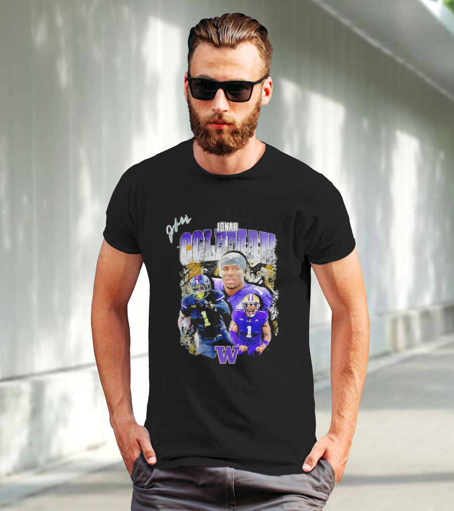 Jonah Coleman Washington Huskies Simply College Football W Player Signature T-Shirt