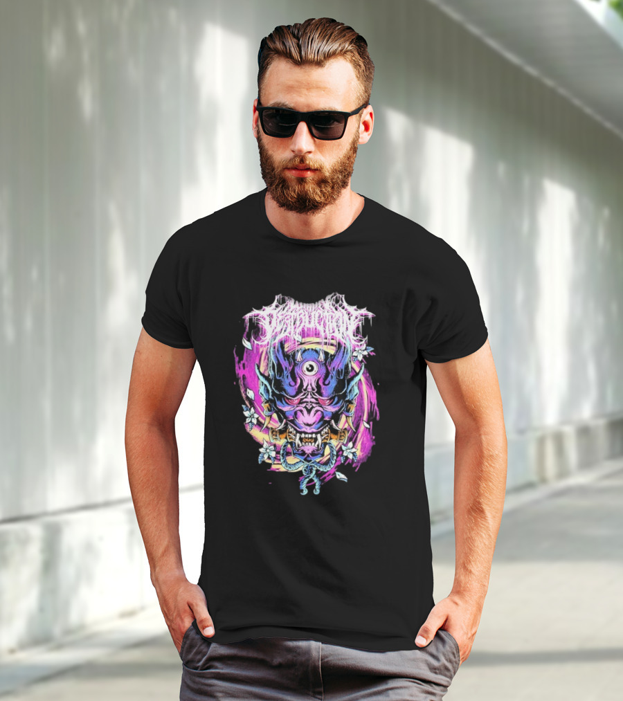 Within Destruction Psychedelic Oni Mask With Floral Accents T-Shirt