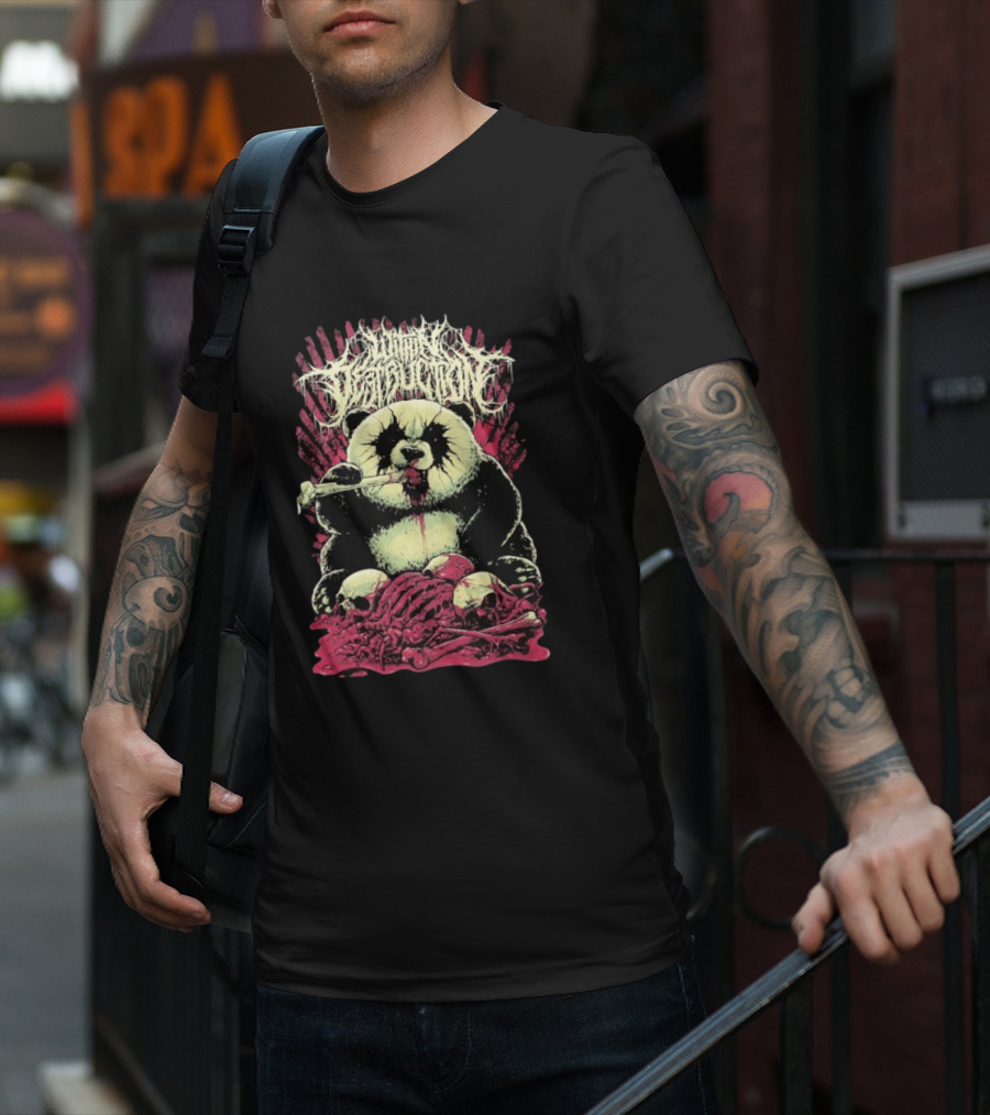 "Within Destruction Kawaii Panda Eating Noodles With Skulls And Bones" T-Shirt