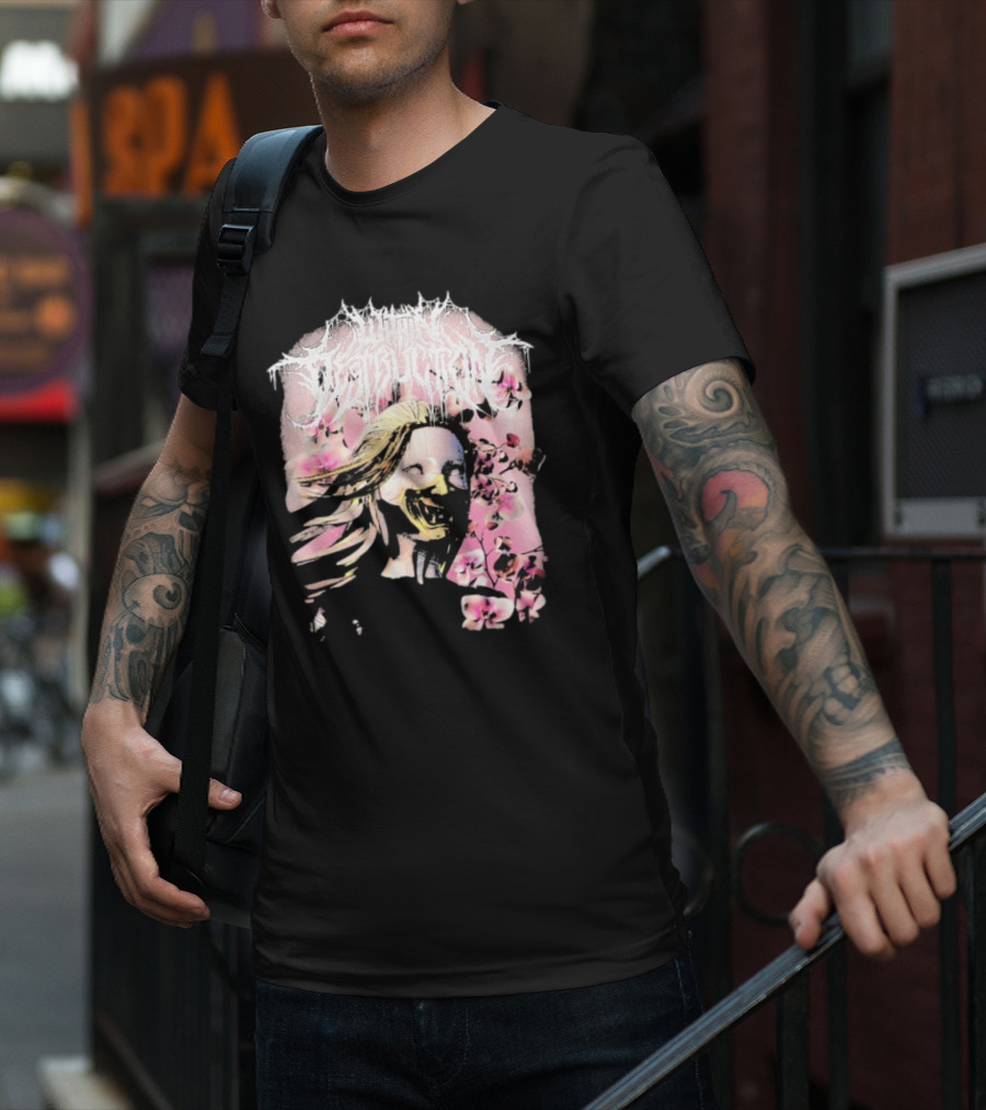 Within Destruction Yokai Cherry Blossoms Masked Face Design T-Shirt