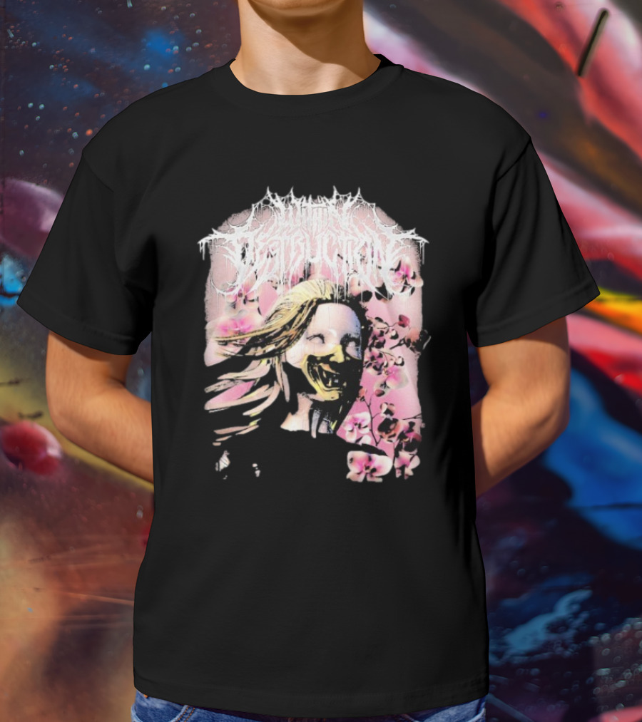 Within Destruction Yokai Cherry Blossoms Masked Face Design T-Shirt