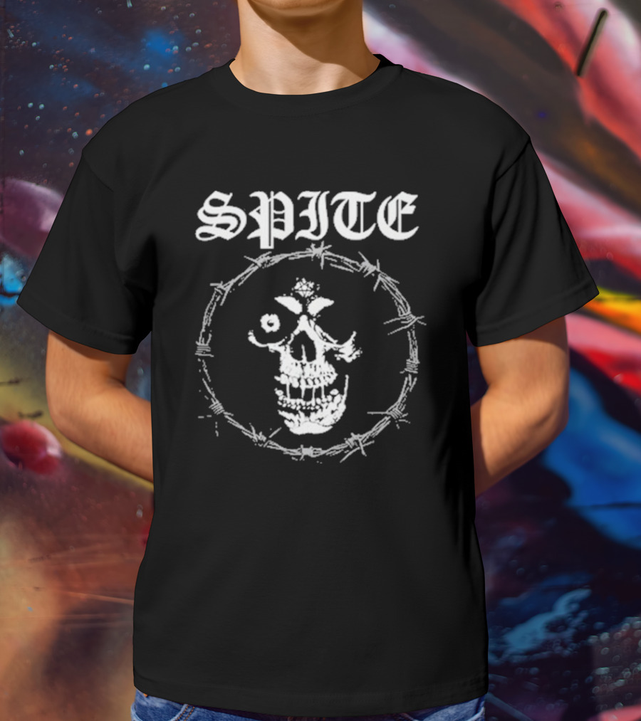 Spite Barbed Wire Skull Theme Pain Is A Place On Earth T-Shirt