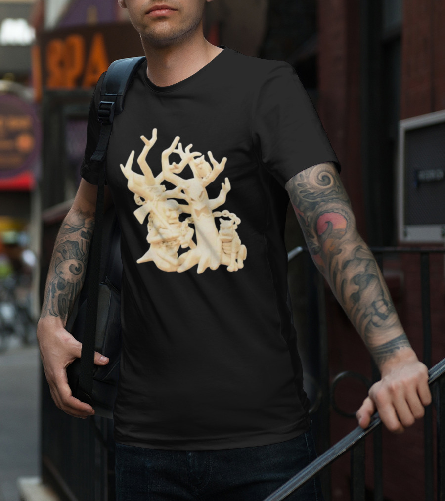 Spooky Woods Woodland Tree Creature With Owl And Frog T-Shirt