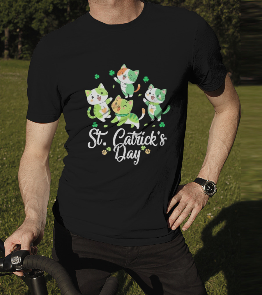 St Catricks Day Cats St Patricks Day Cat Lover St Pattys T-Shirt