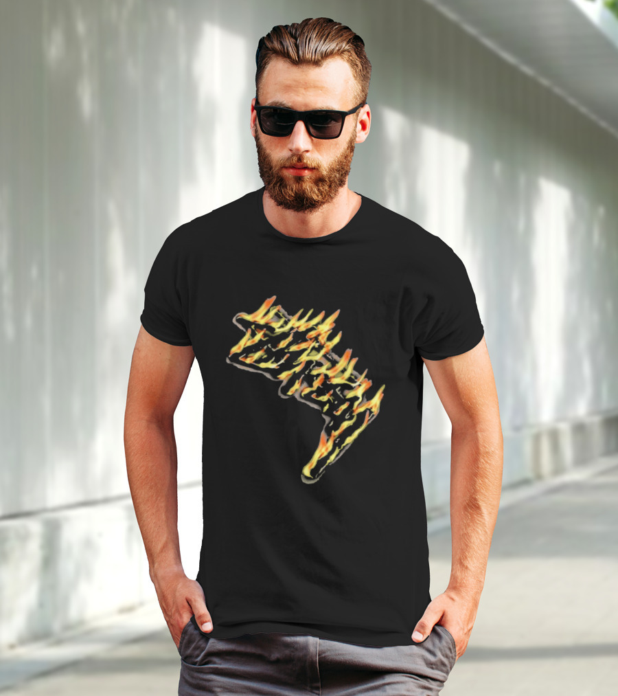 Stussy Burning Stock Flame Graphic Midnight T-Shirt