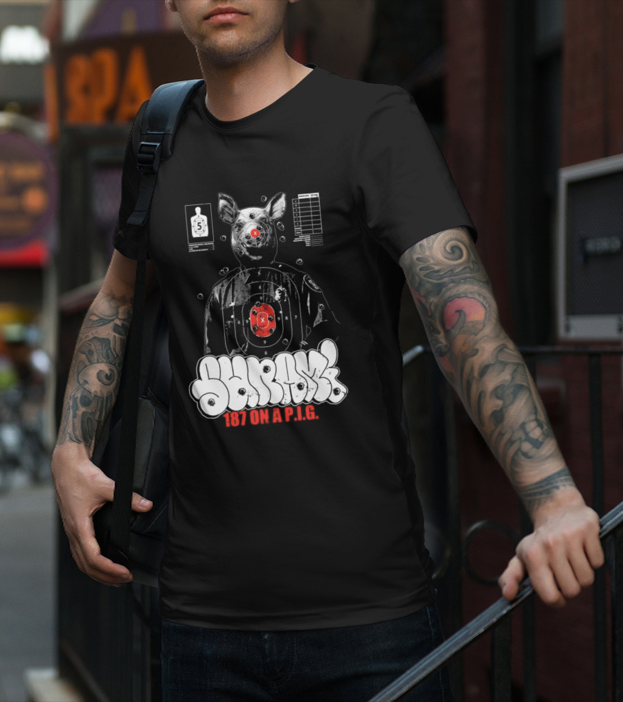 Sunami Pig 187 Target Shooting Pig Design T-Shirt