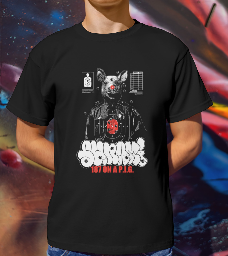 Sunami Pig 187 Target Shooting Pig Design T-Shirt