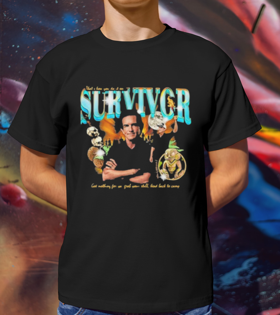 Survivor Jeff Probst Heartthrob Vintage Tiki Idol And Torches T-Shirt