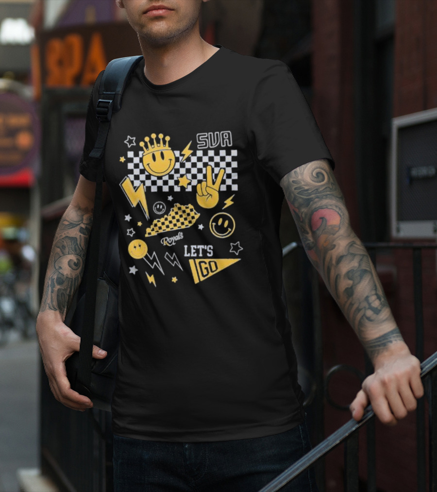 SVA Let's Go Smiley Face Peace Sign Lightning Stars Summit View Academy T-Shirt