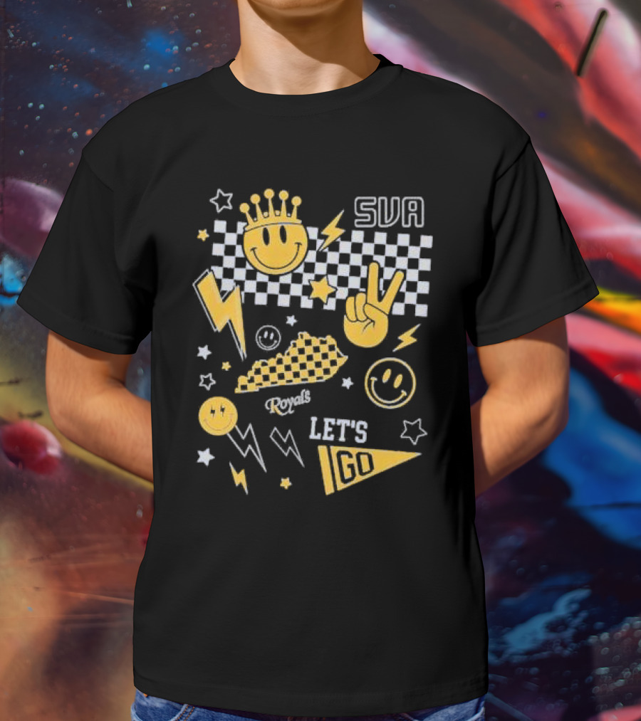 SVA Let's Go Smiley Face Peace Sign Lightning Stars Summit View Academy T-Shirt