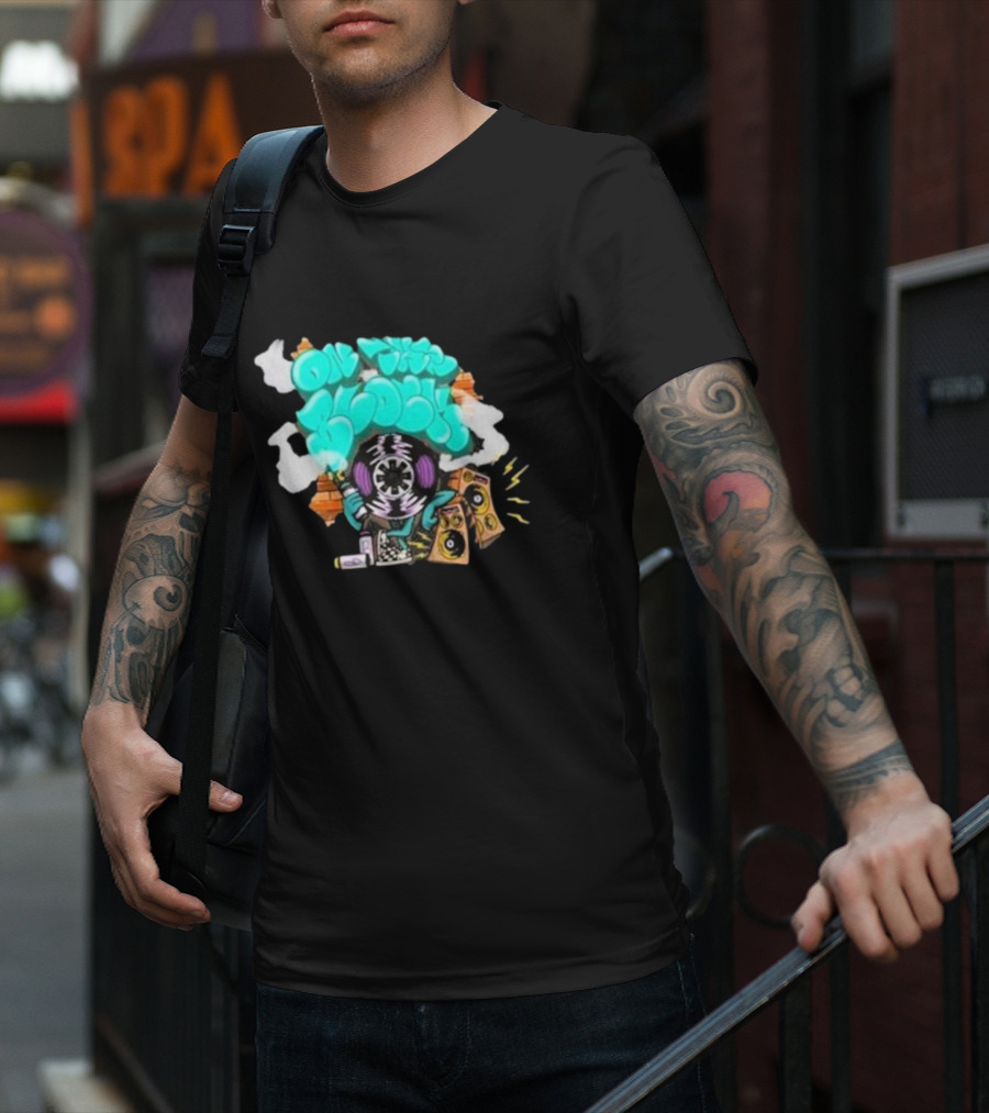 Old This Block Graffiti Tape Art With Speakers And Lightning T-Shirt