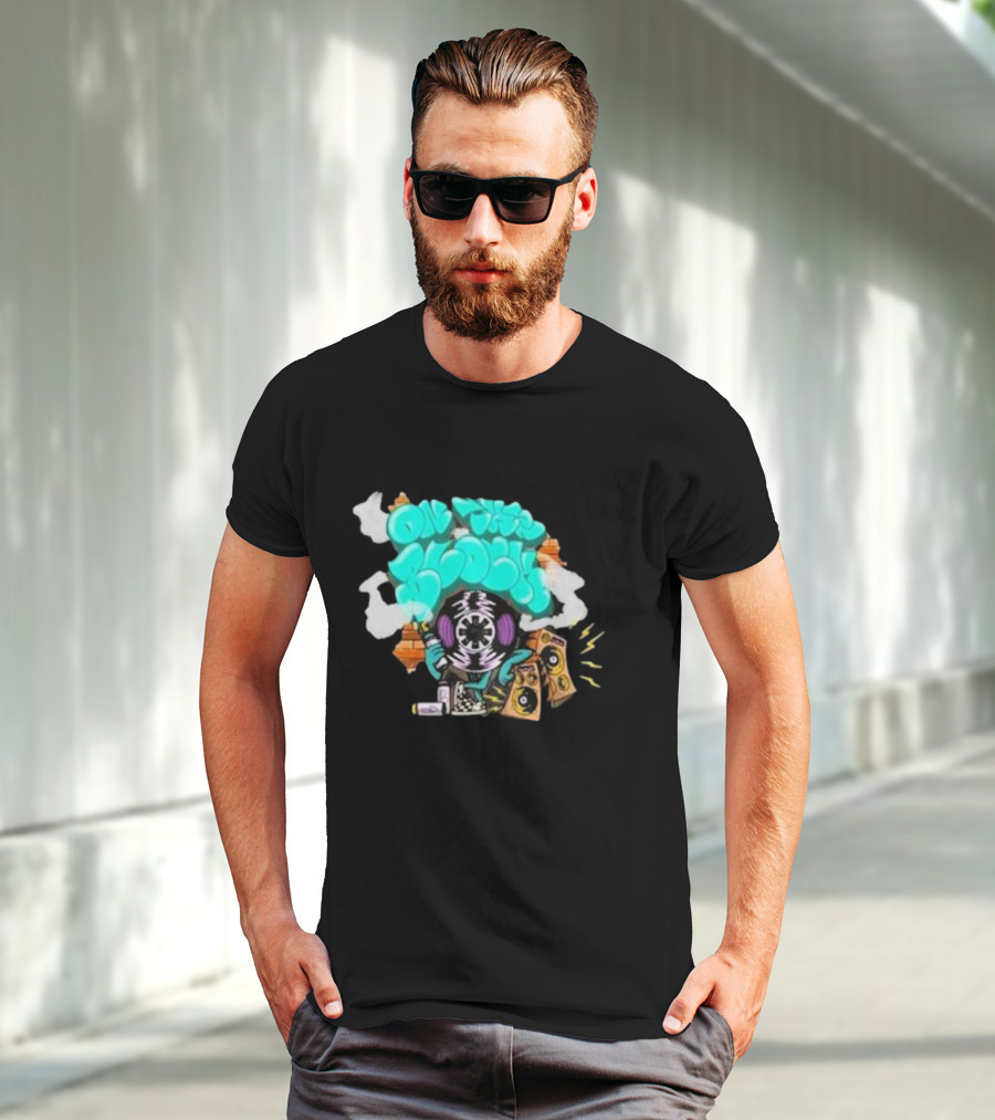 Old This Block Graffiti Tape Art With Speakers And Lightning T-Shirt