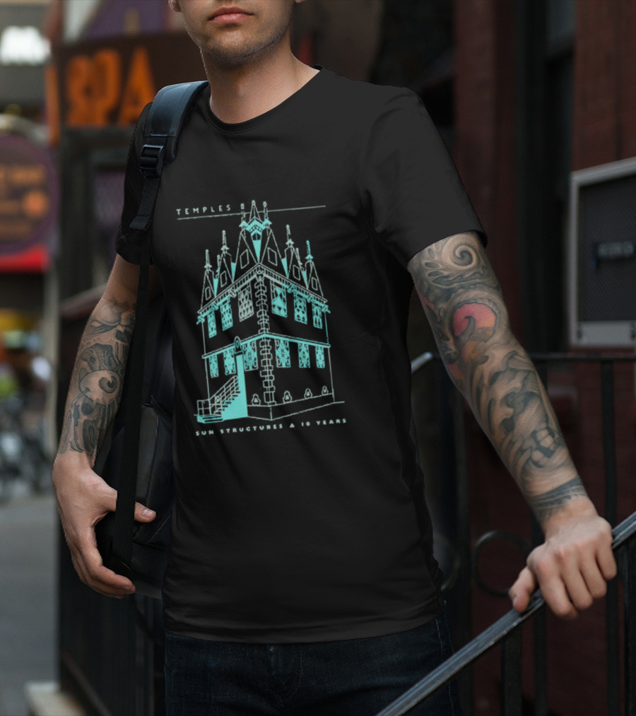Temple Sun Structure Blueprint Isometric 2025 T-Shirt