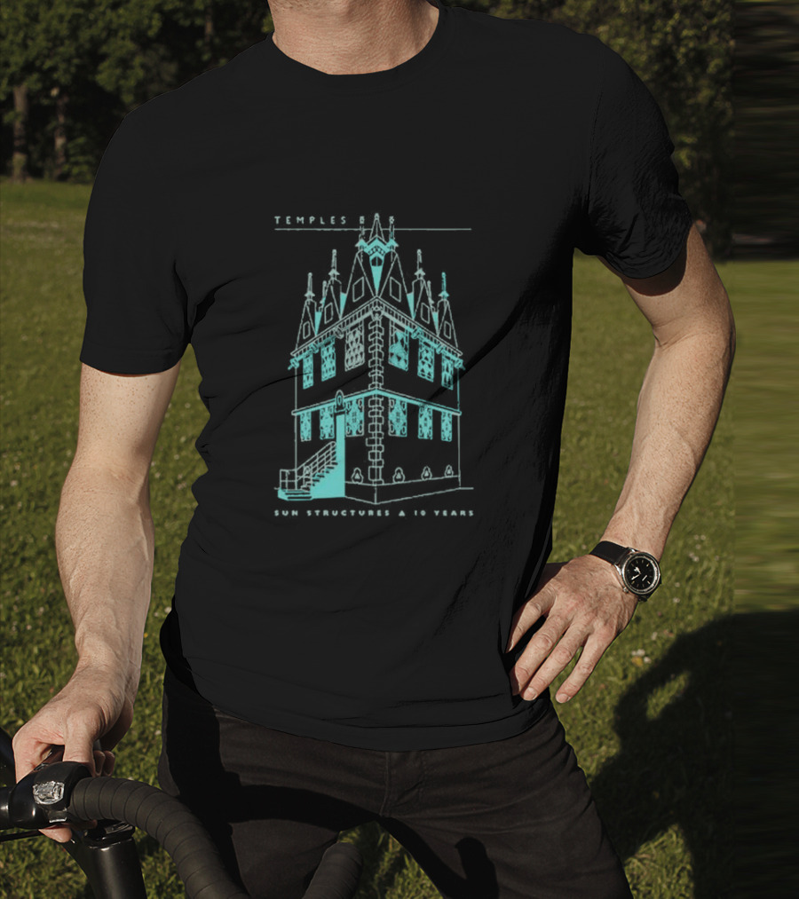 Temple Sun Structure Blueprint Isometric 2025 T-Shirt