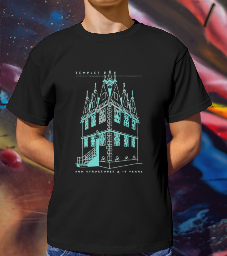 Temple Sun Structure Blueprint Isometric 2025 T-Shirt