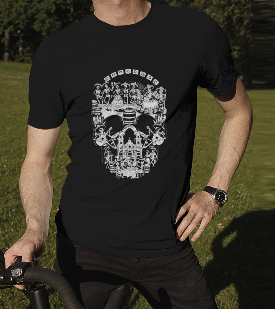 Tequilera Skull Calavera Distinctive Skeleton Motif T-Shirt