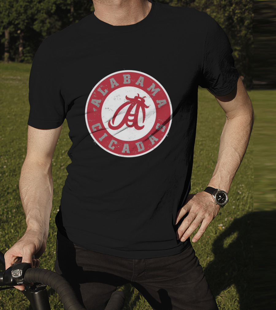 Alabama Cicadas Team Red Emblem With Stylized Bug T-Shirt