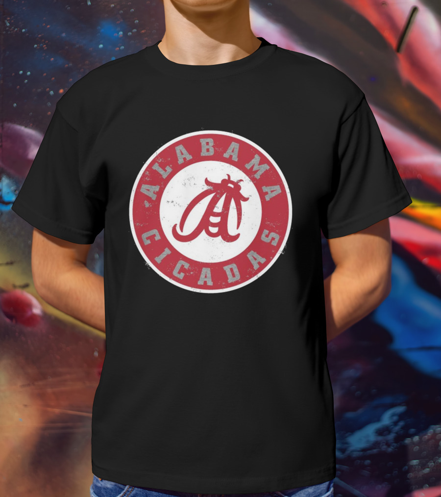 Alabama Cicadas Team Red Emblem With Stylized Bug T-Shirt