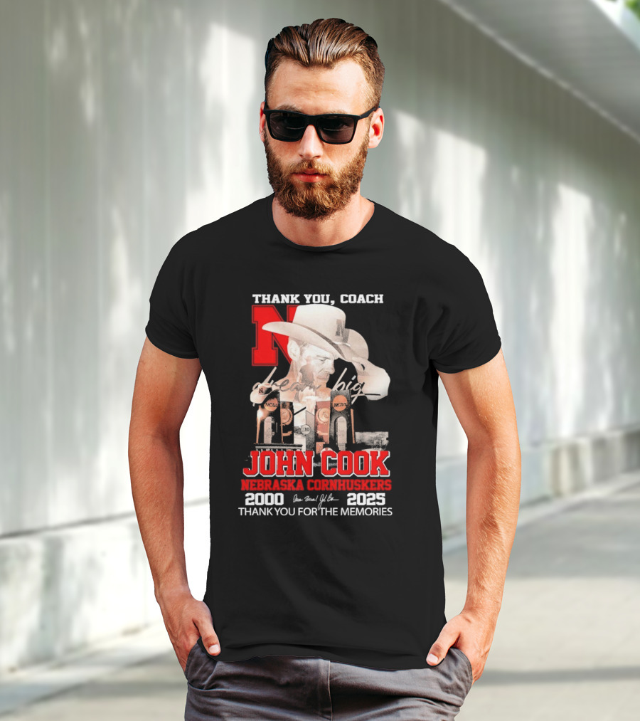 Thank You Coach John Cook Nebraska Cornhuskers 2000 2025 Thank You For The Memories T-Shirt