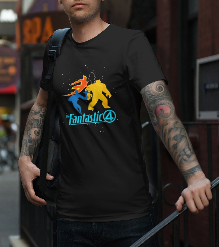 Fantastic Four Team Explosive Silhouette Action T-Shirt