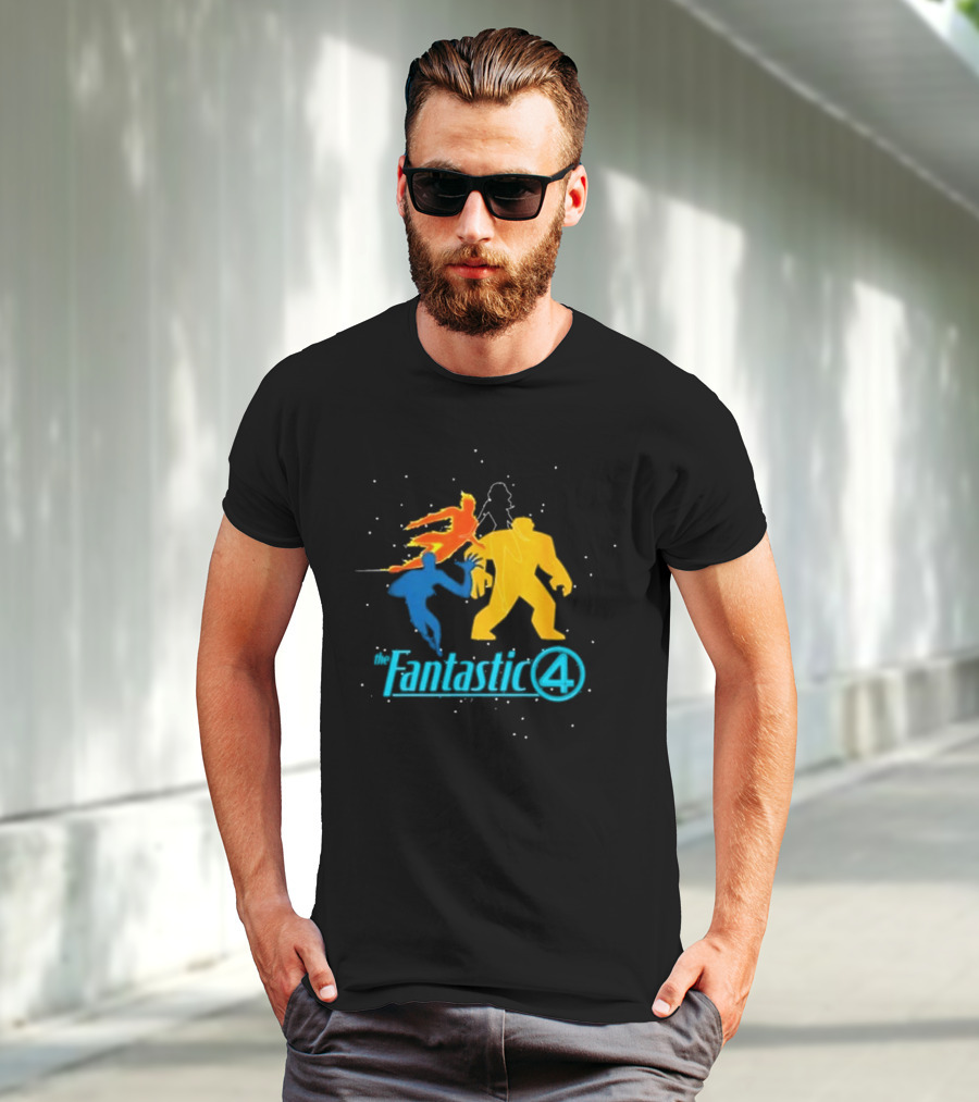Fantastic Four Team Explosive Silhouette Action T-Shirt