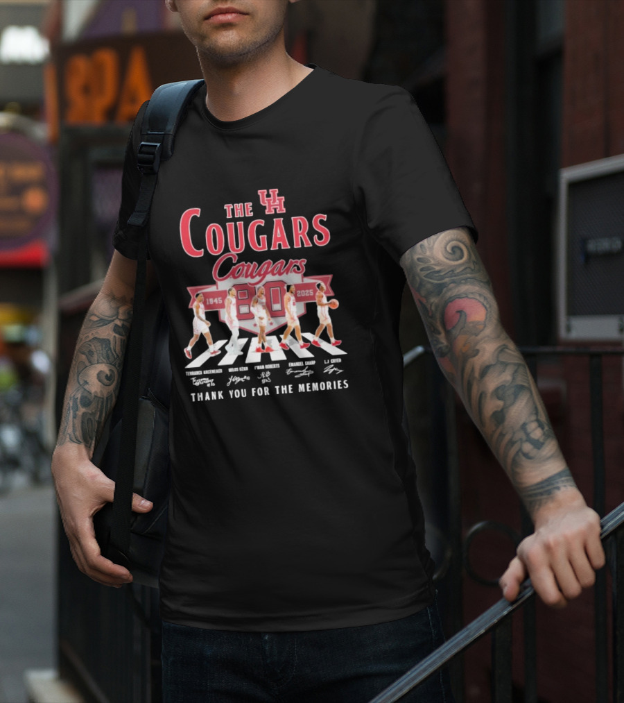 The Houston Cougars 80 Years 1945-2025 Thank You For The Memories Abbey Road Style T-Shirt