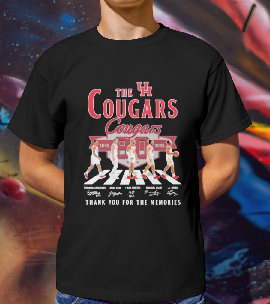 The Houston Cougars 80 Years 1945-2025 Thank You For The Memories Abbey Road Style T-Shirt