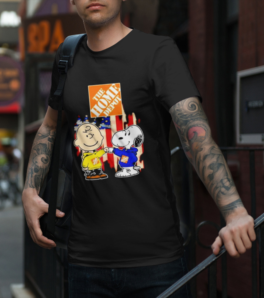The Home Depot Charlie Brown Snoopy American Flag T-Shirt