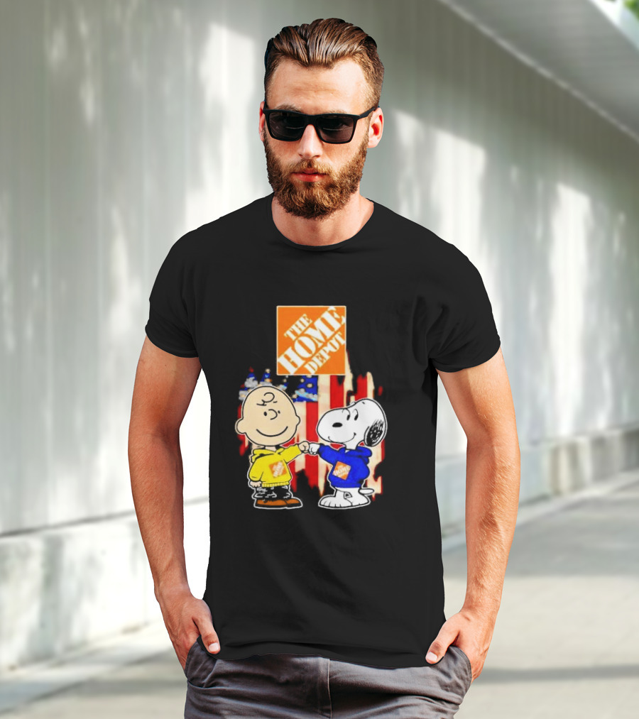The Home Depot Charlie Brown Snoopy American Flag T-Shirt