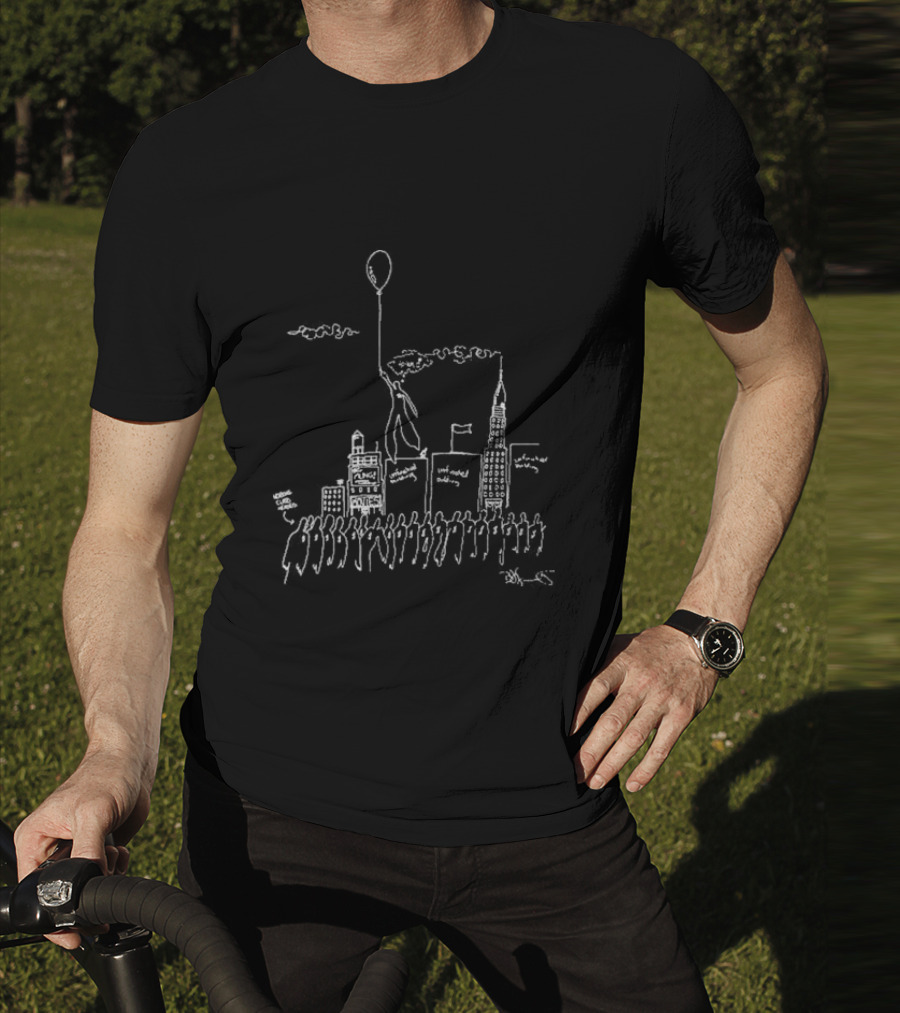 The Weeknd X Basquiat Hurry Up Tomorrow Floating Balloon City Scene T-Shirt