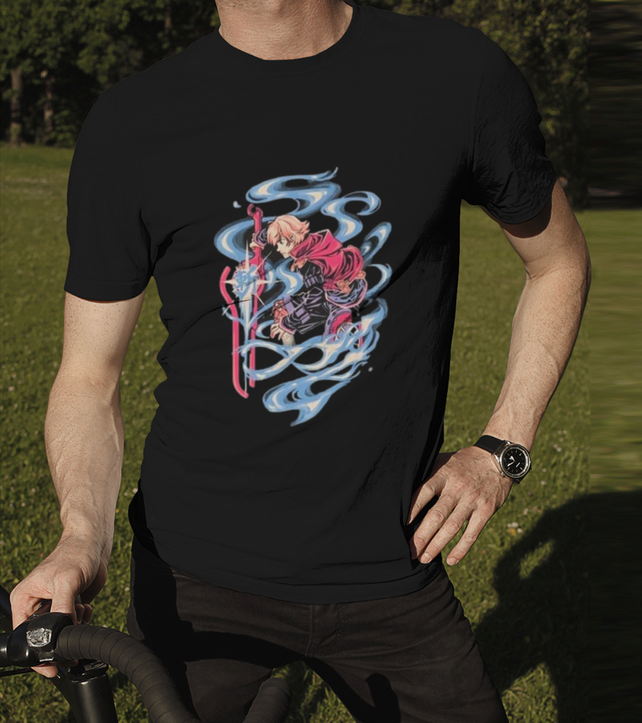 The Yetee Ether Blade Character With Energy Sword And Flowing Elements T-Shirt